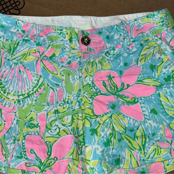 Lilly Pulitzer The Callahan Short Cotton Floral Green Pink Size 4 - Picture 5 of 13